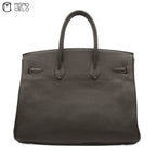 Authenticated Étain Brown Togo Birkin 35 Handbag
