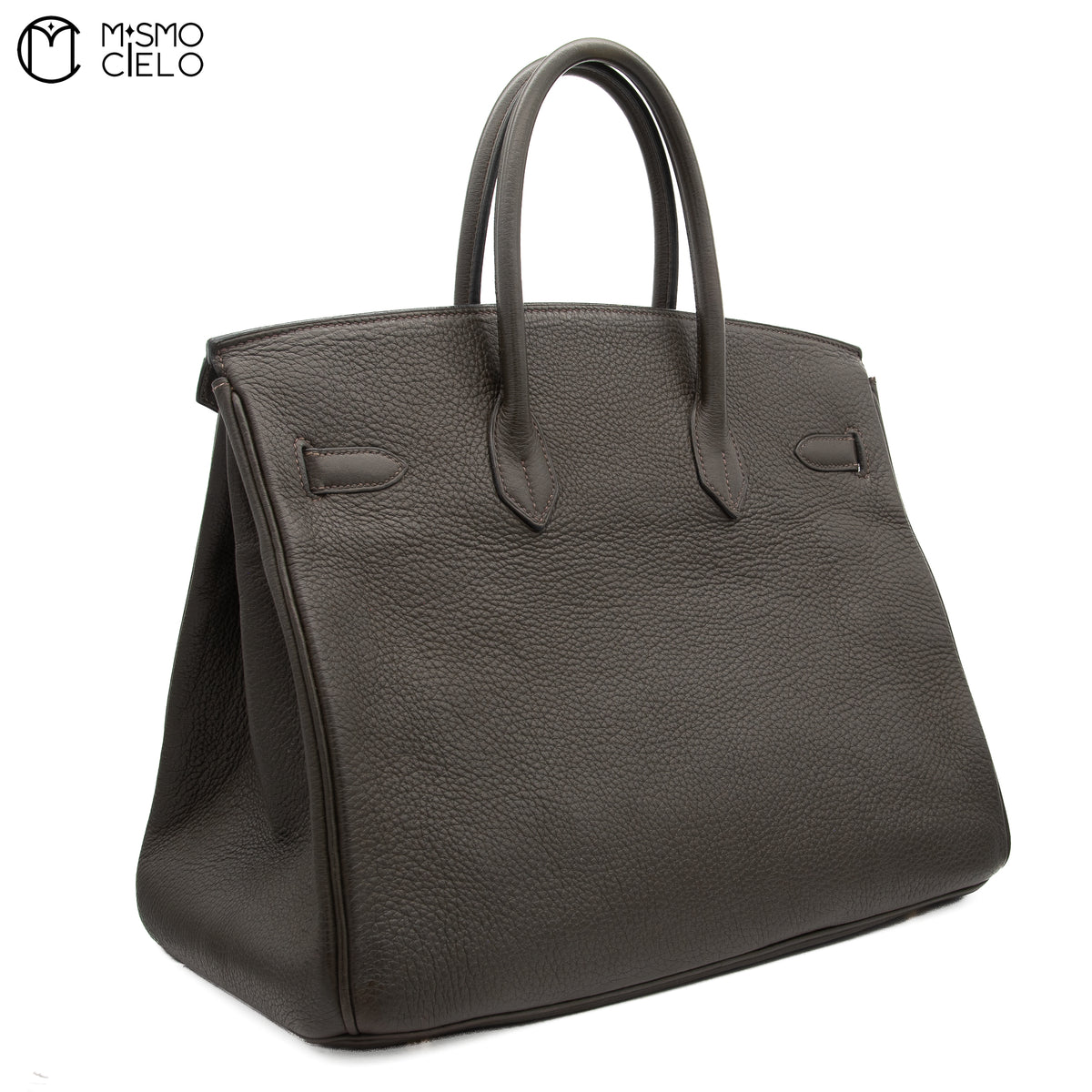 Authenticated Étain Brown Togo Birkin 35 Handbag