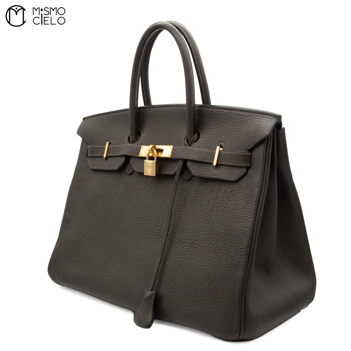 Authenticated Étain Brown Togo Birkin 35 Handbag