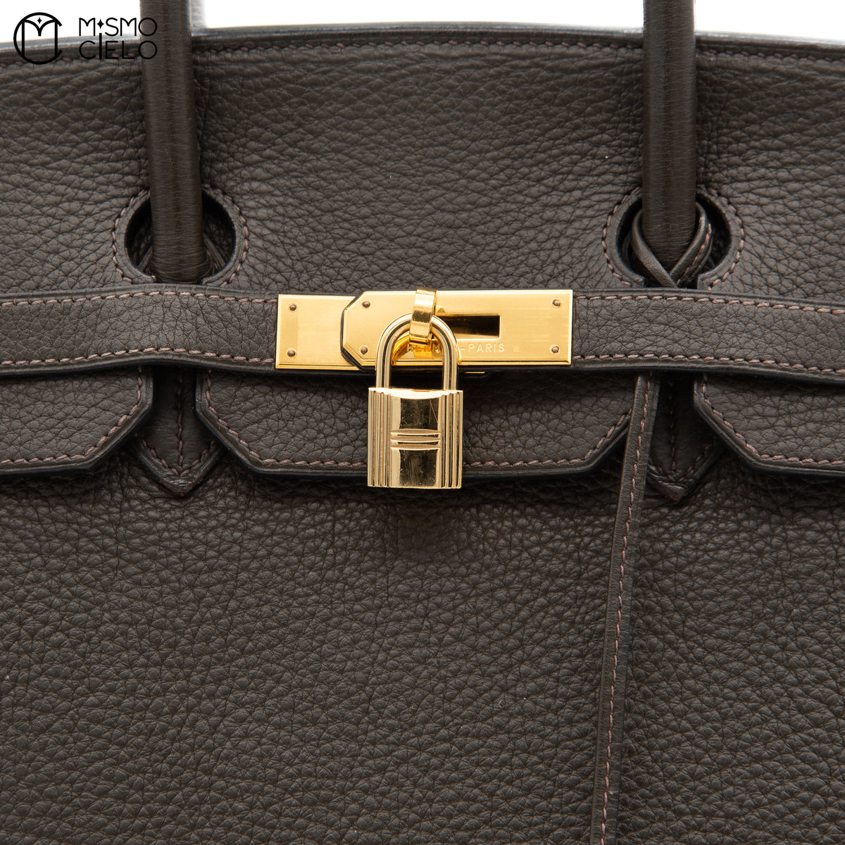 Authenticated Étain Brown Togo Birkin 35 Handbag