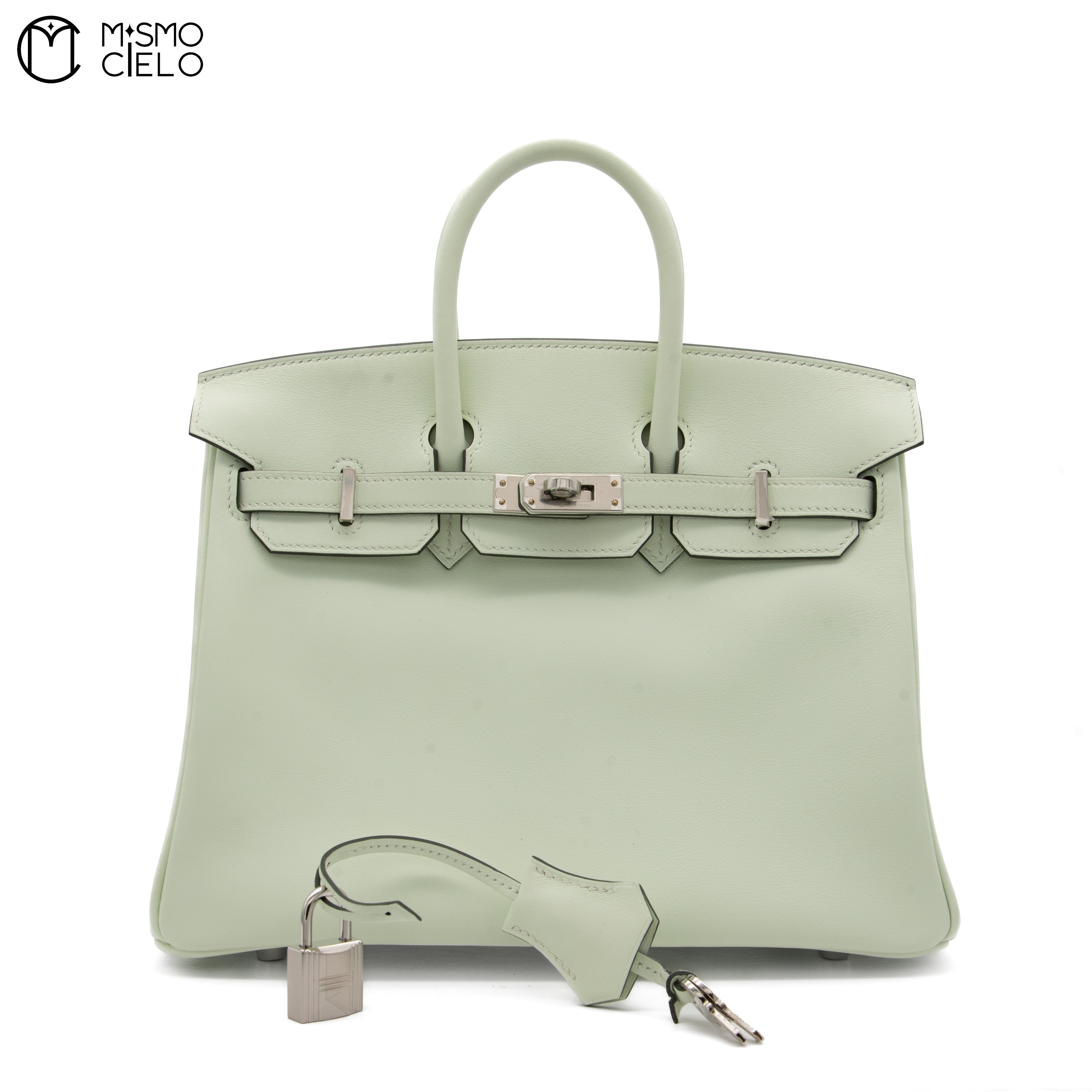 HERMES Authenticated Vert Fizz  Swift Birkin 25  Handbag *