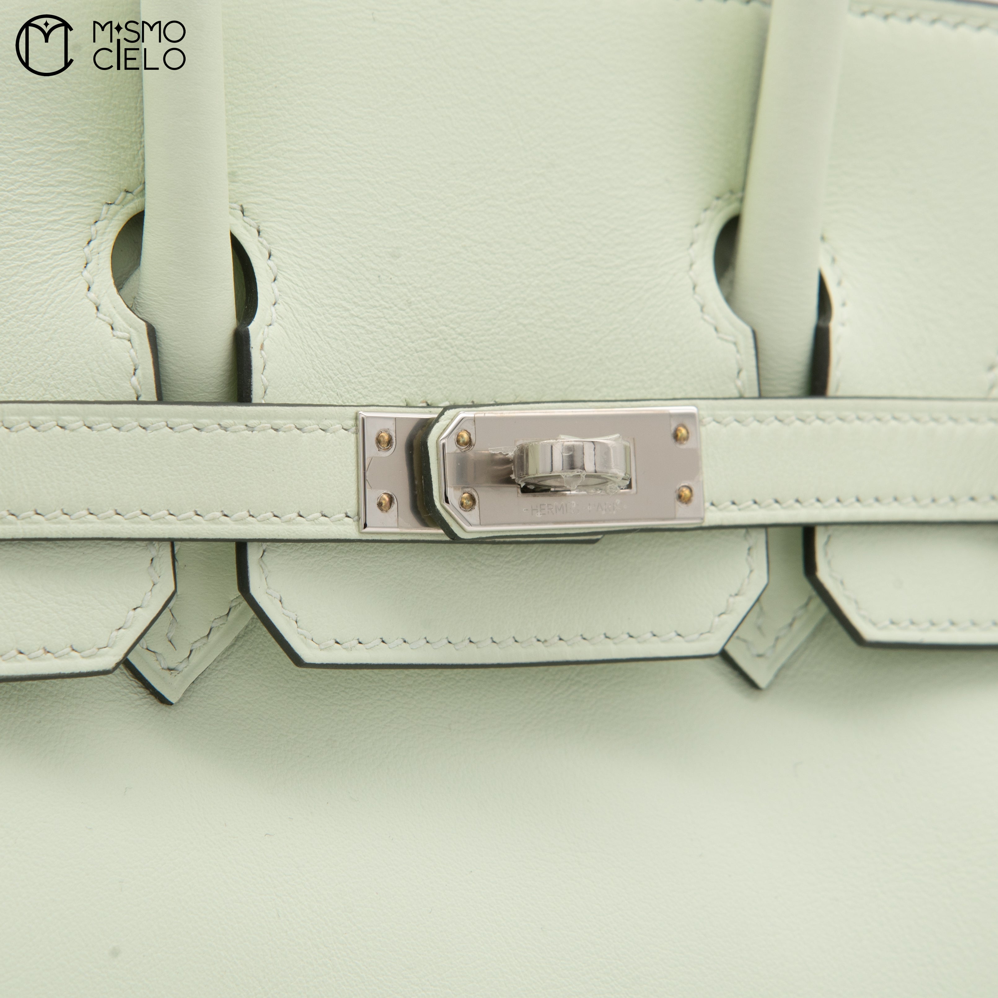 HERMES Authenticated Vert Fizz  Swift Birkin 25  Handbag *