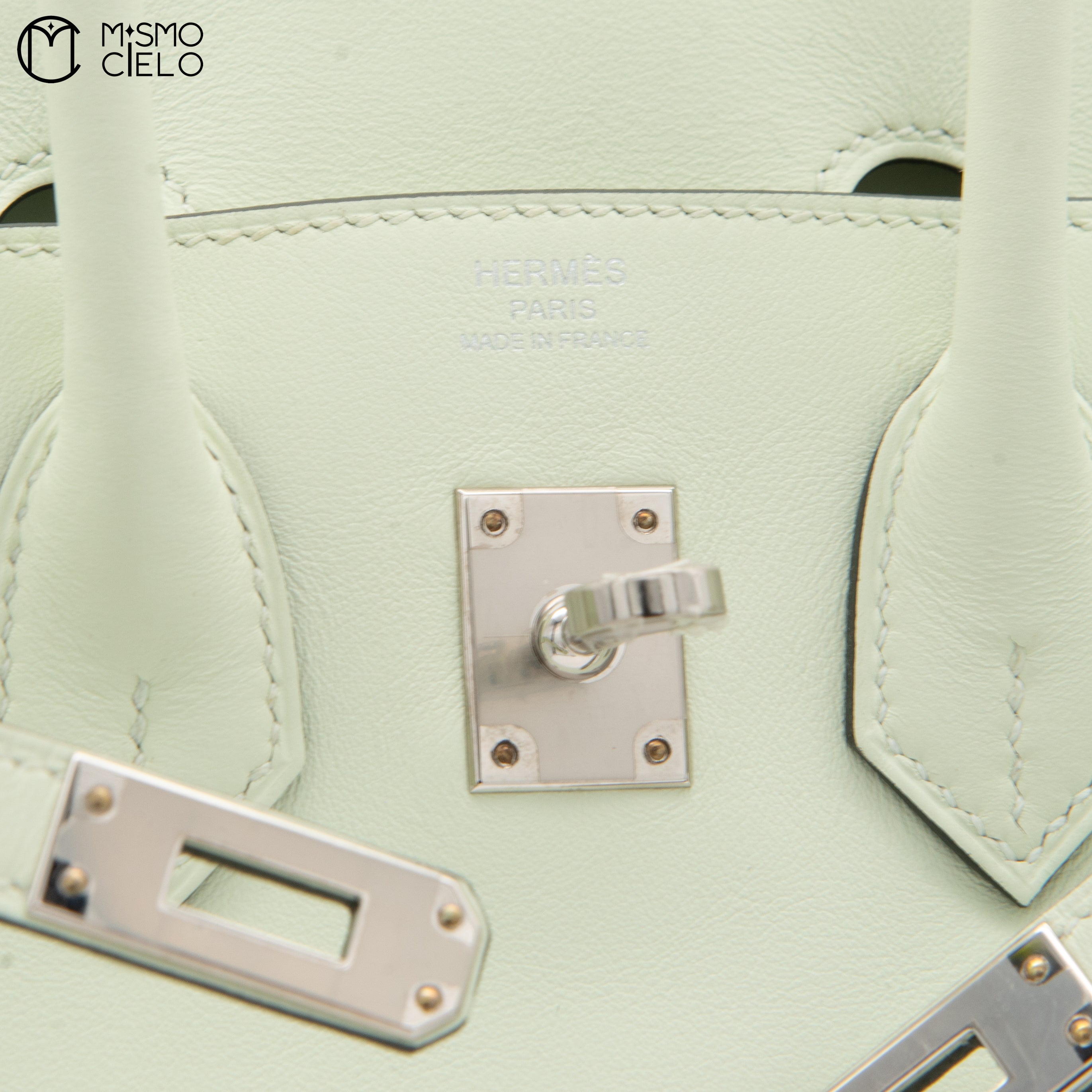 HERMES Authenticated Vert Fizz  Swift Birkin 25  Handbag *