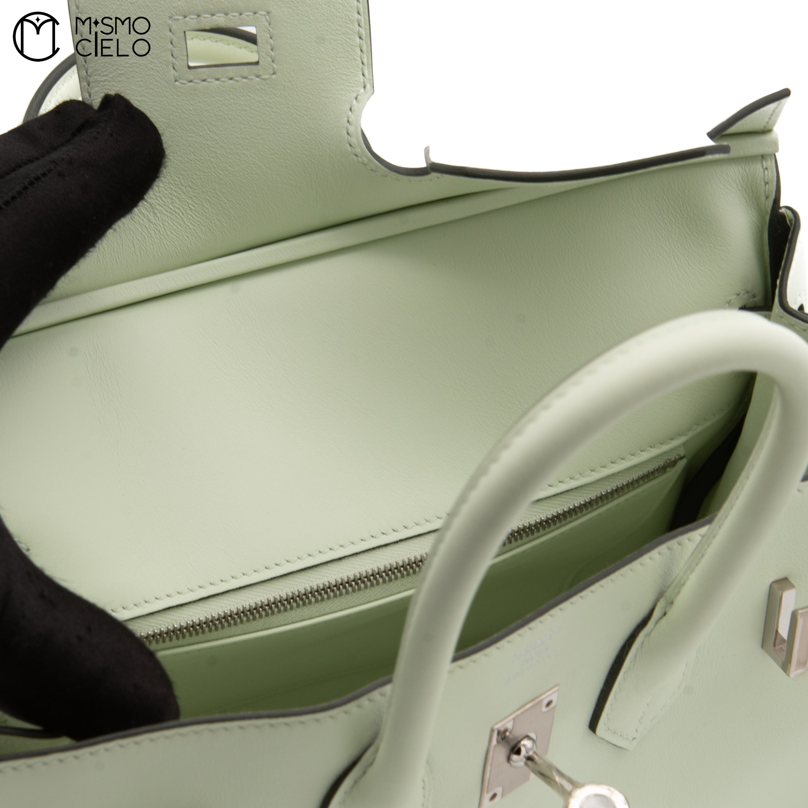 HERMES Authenticated Vert Fizz  Swift Birkin 25  Handbag *