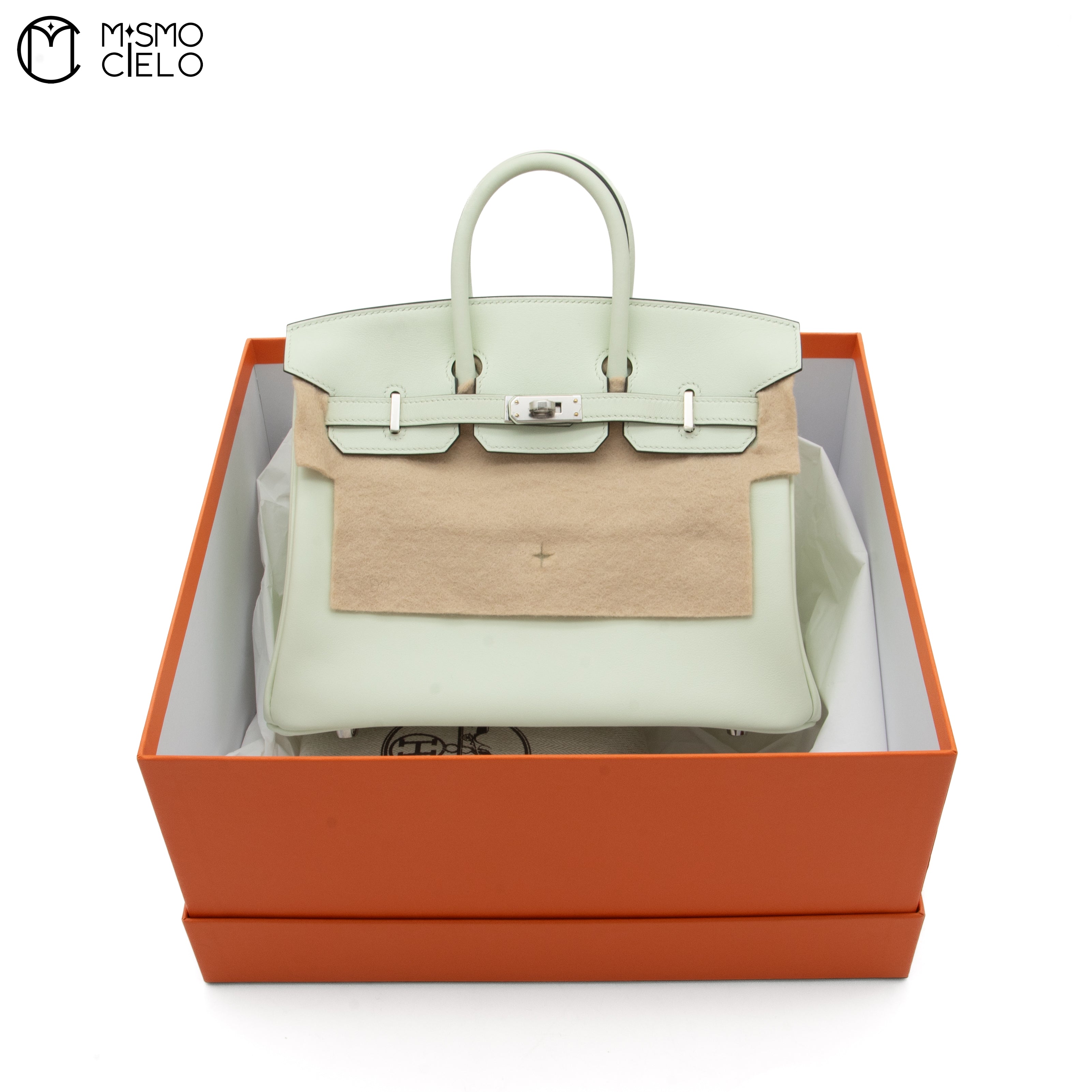 HERMES Authenticated Vert Fizz  Swift Birkin 25  Handbag *