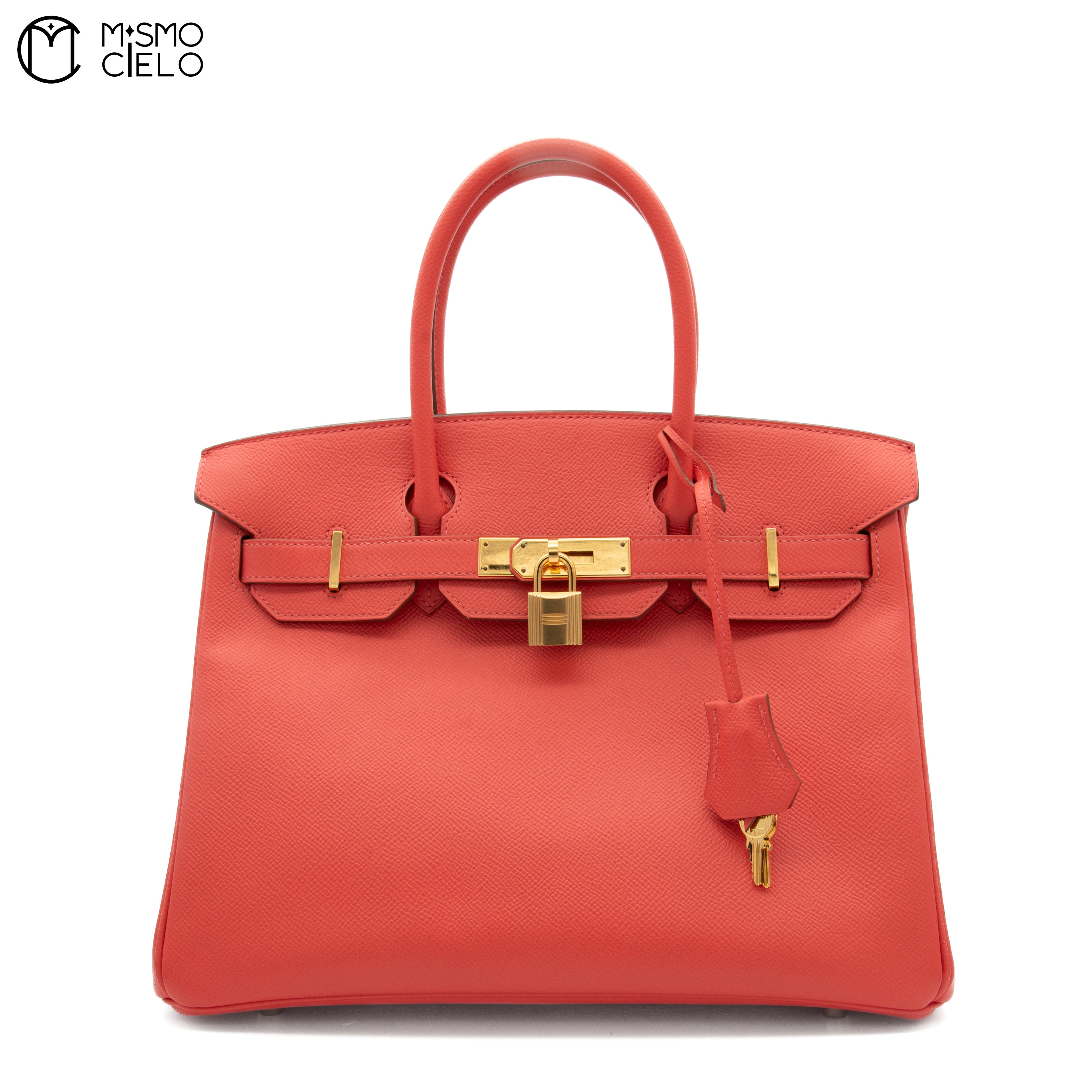 HERMES Authenticated Coral Orange Epsom Birkin 30 Handbag
