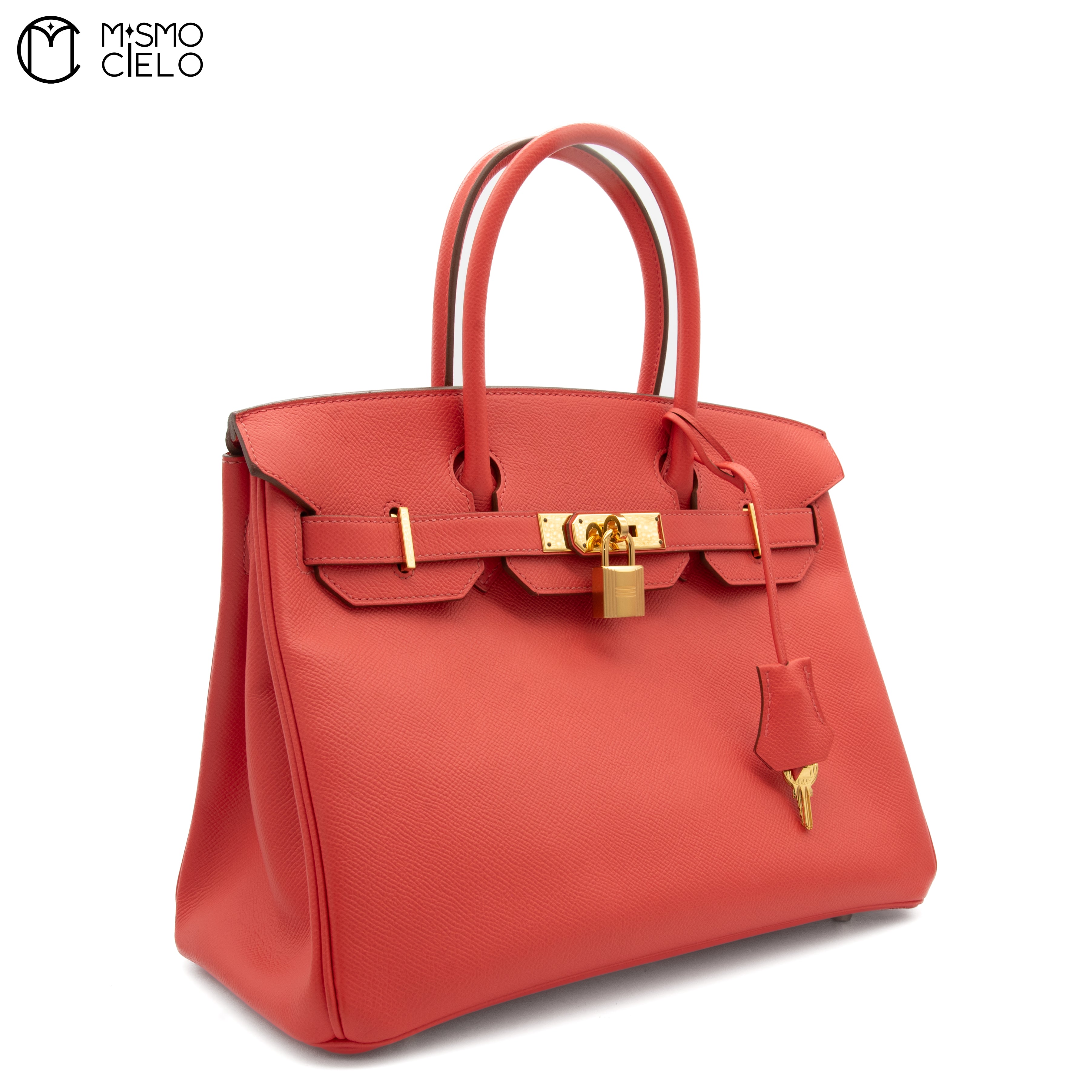 HERMES Authenticated Coral Orange Epsom Birkin 30 Handbag