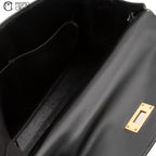 HERMES Authenticated Black Kelly 28 Box Calf Hand Handbag