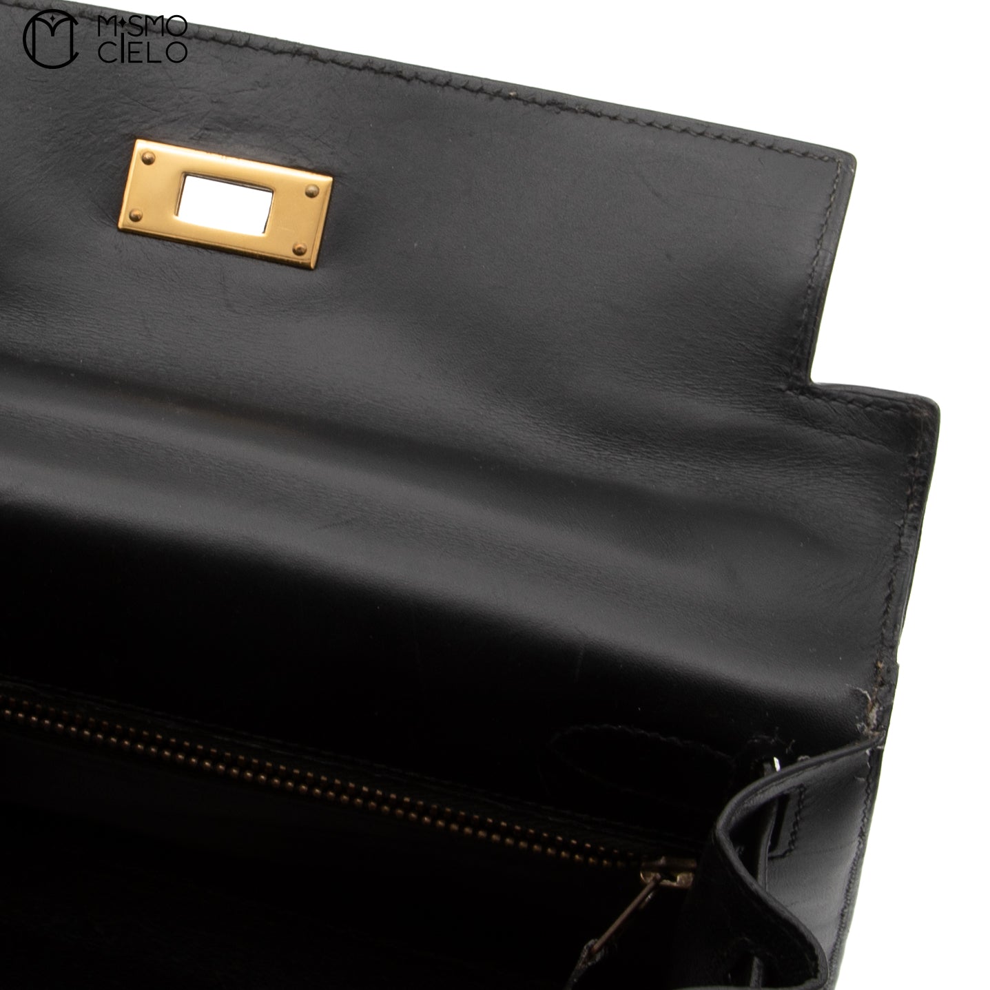 HERMES Authenticated Black Kelly 28 Box Calf Hand Handbag