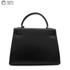 HERMES Authenticated Black Kelly 28 Box Calf Hand Handbag