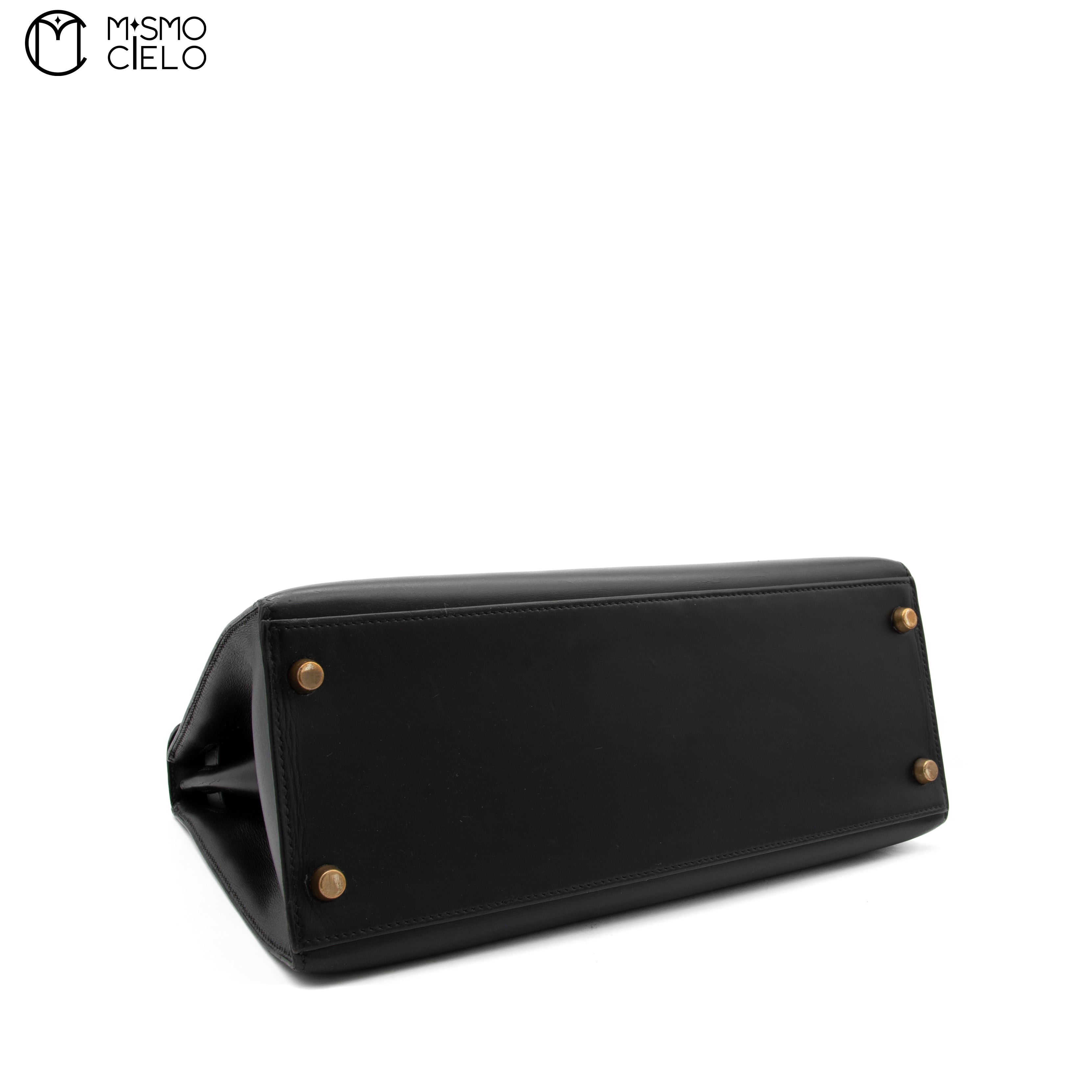 HERMES Authenticated Black Kelly 28 Box Calf Hand Handbag