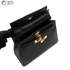 HERMES Authenticated Black Kelly 28 Box Calf Hand Handbag