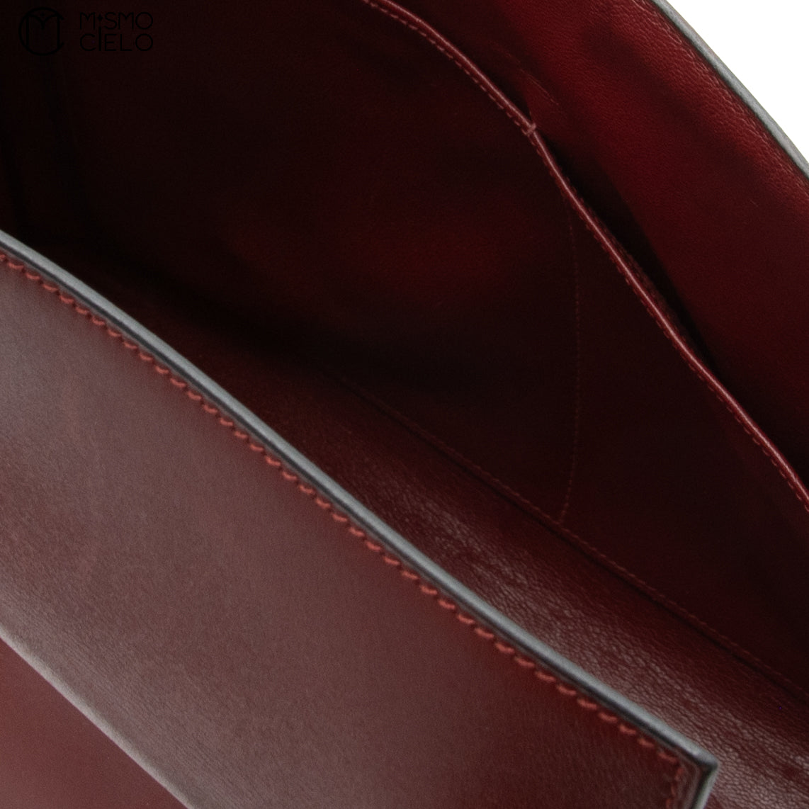 HERMES Authenticated Rouge Ash Kelly 35 Box Calf A Engraved Handbag