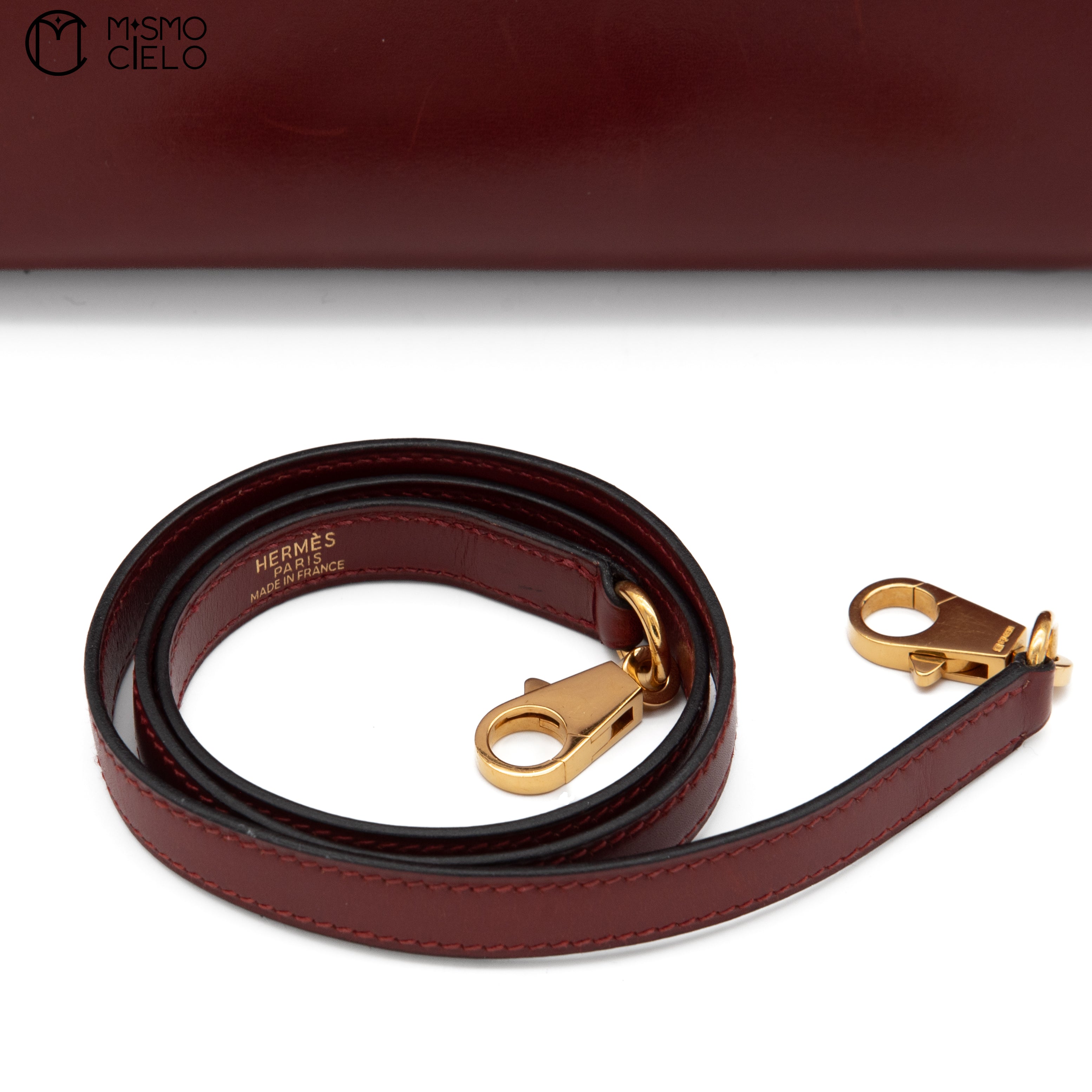 HERMES Authenticated Rouge Ash Kelly 35 Box Calf A Engraved Handbag