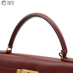 HERMES Authenticated Rouge Ash Kelly 35 Box Calf A Engraved Handbag