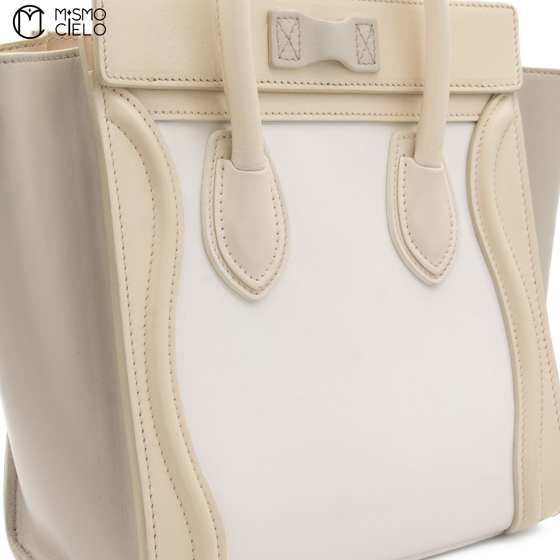 CELINE Tricolor White Nano Luggage Handbag