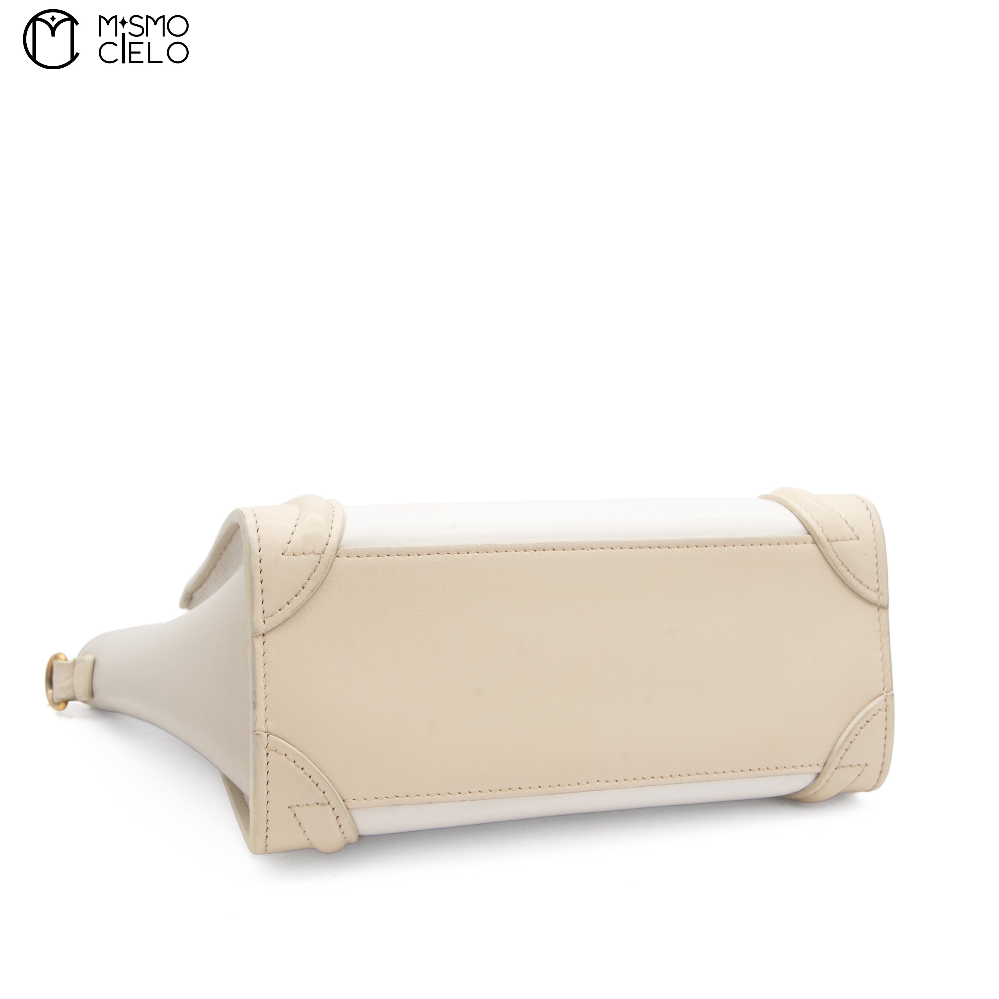 CELINE Tricolor White Nano Luggage Handbag