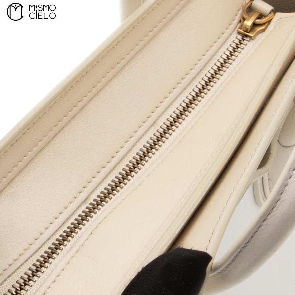CELINE Tricolor White Nano Luggage Handbag