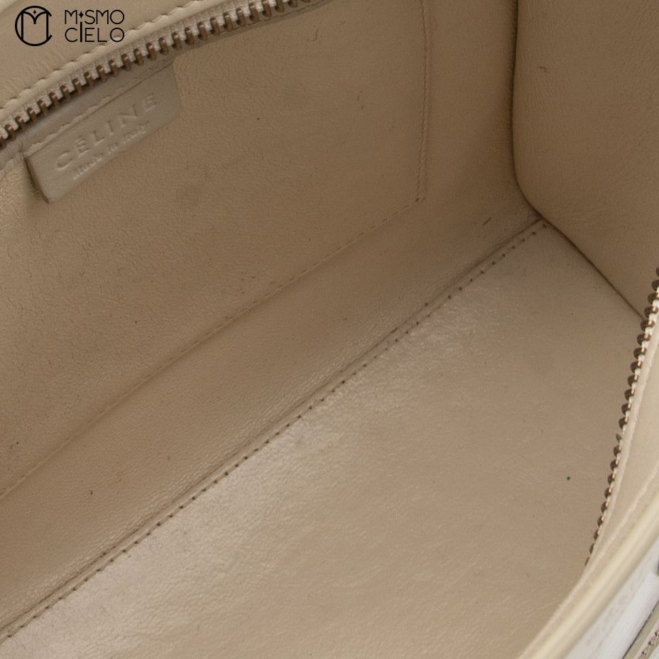 CELINE Tricolor White Nano Luggage Handbag