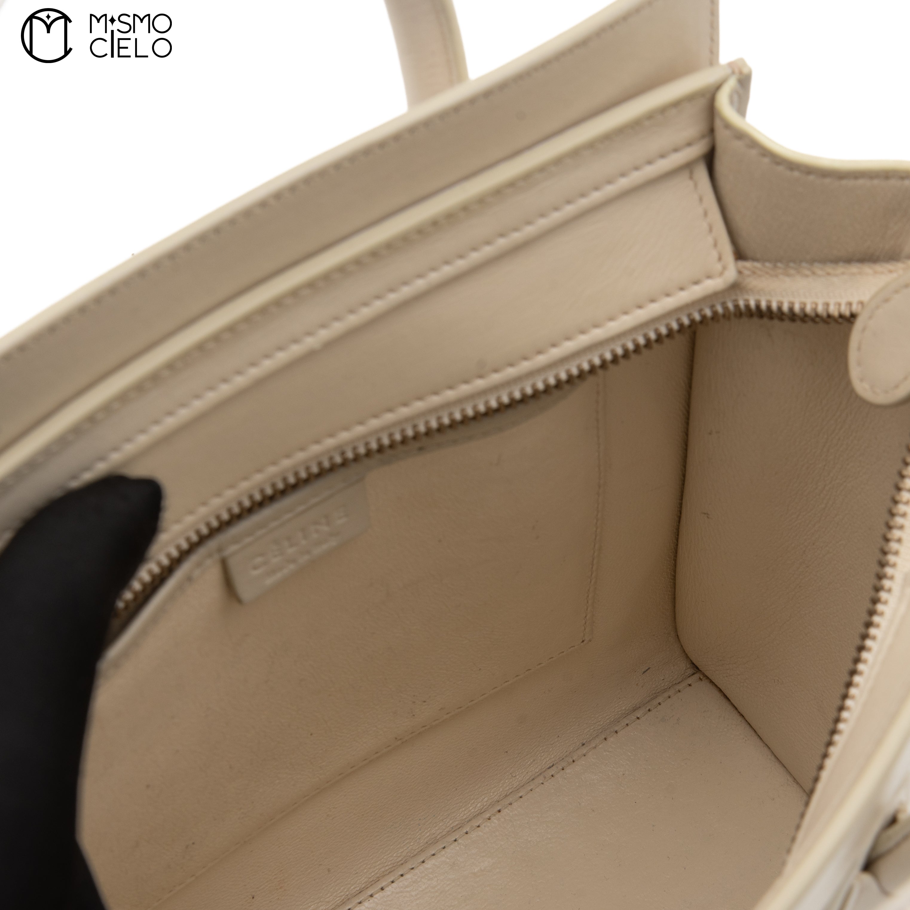 CELINE Tricolor White Nano Luggage Handbag