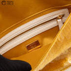 FENDI 1997 Yellow and White Baguette Spangle Python Shoulder Bag
