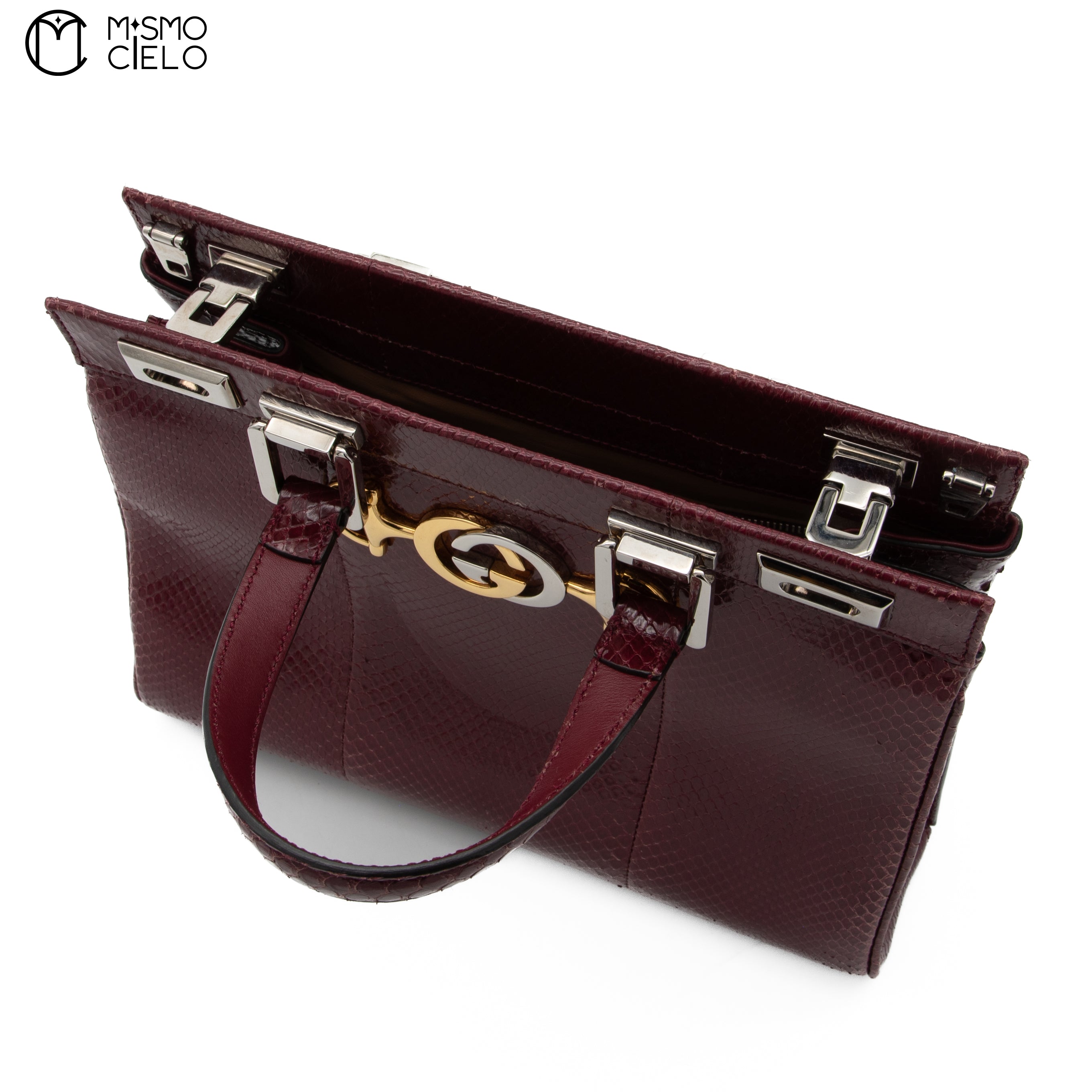 GUCCI Zumi Python Leather Handbag