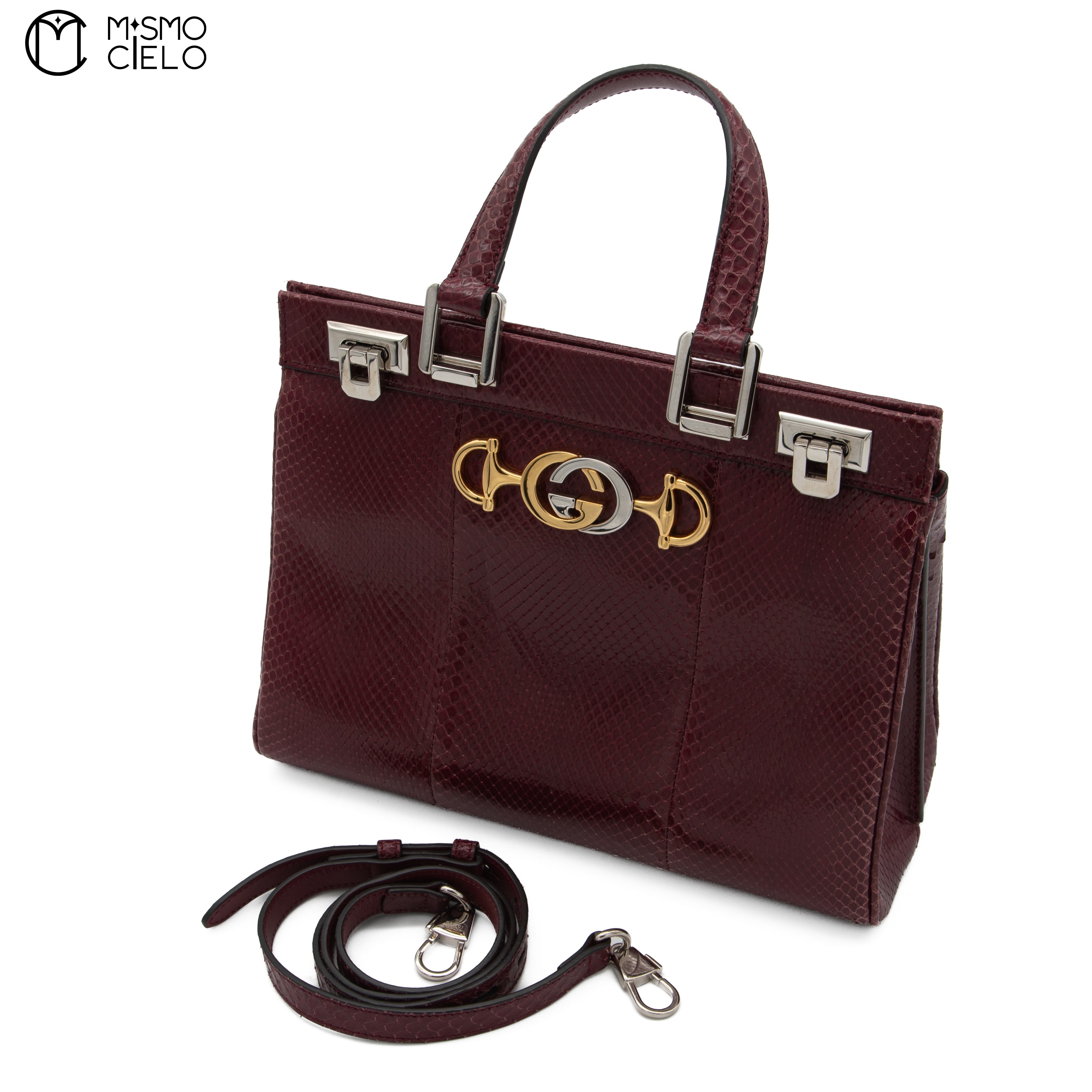 GUCCI Zumi Python Leather Handbag