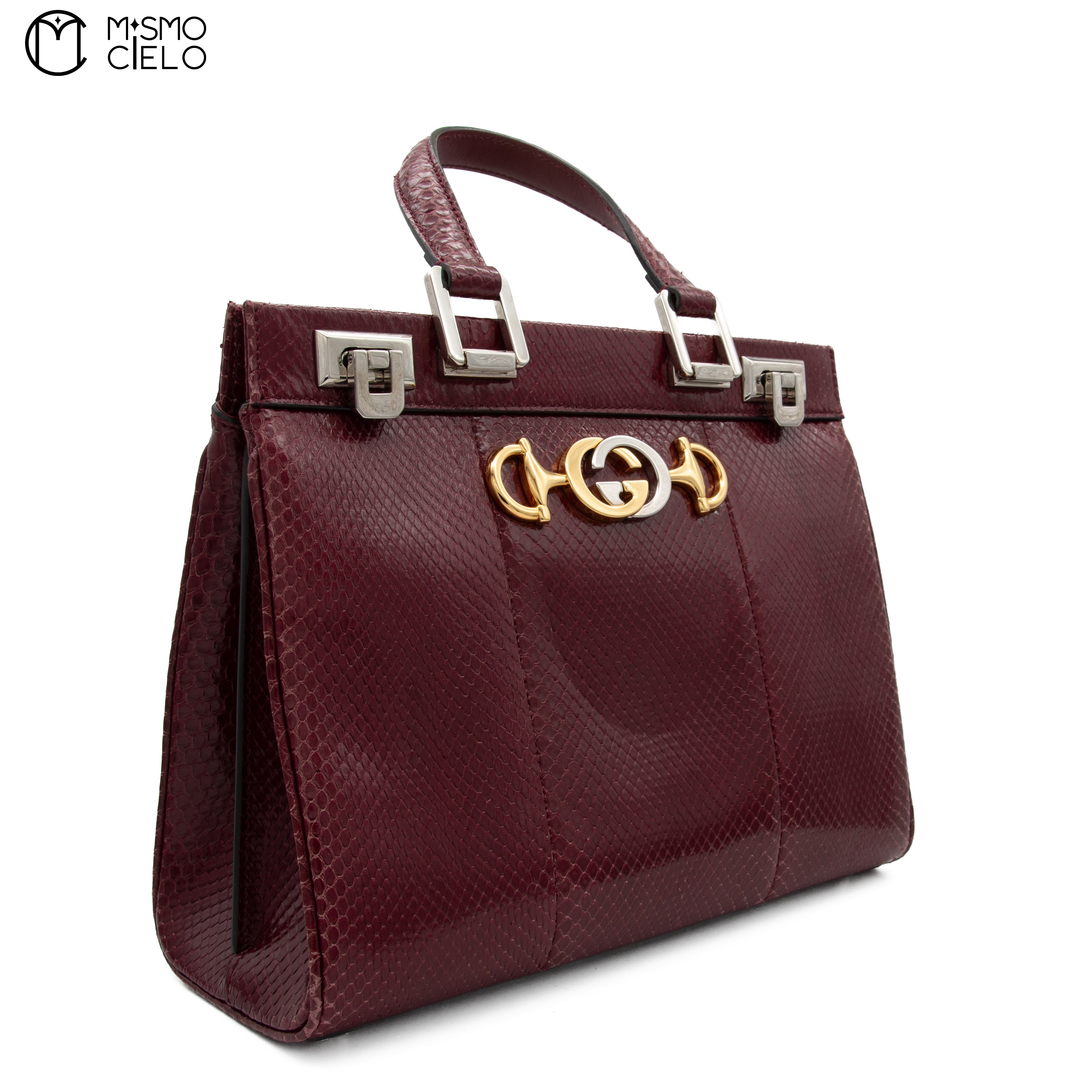 GUCCI Zumi Python Leather Handbag