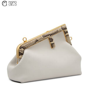 Porchette Fendi First Lamb and Python White Shoulder Bag