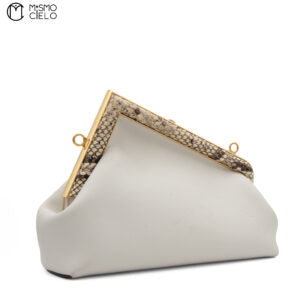 Porchette Fendi First Lamb and Python White Shoulder Bag