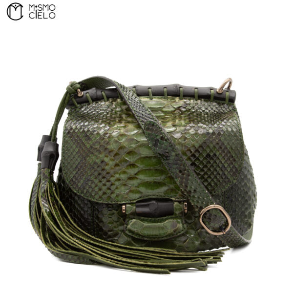 Bamboo Python Nouveau Fringe Shoulder Bag In Green