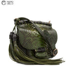Bamboo Python Nouveau Fringe Shoulder Bag In Green
