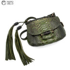 Bamboo Python Nouveau Fringe Shoulder Bag In Green