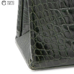GUCCI Olive Green Crocodile Handbag with Strap ^