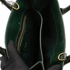 GUCCI Olive Green Crocodile Handbag with Strap ^