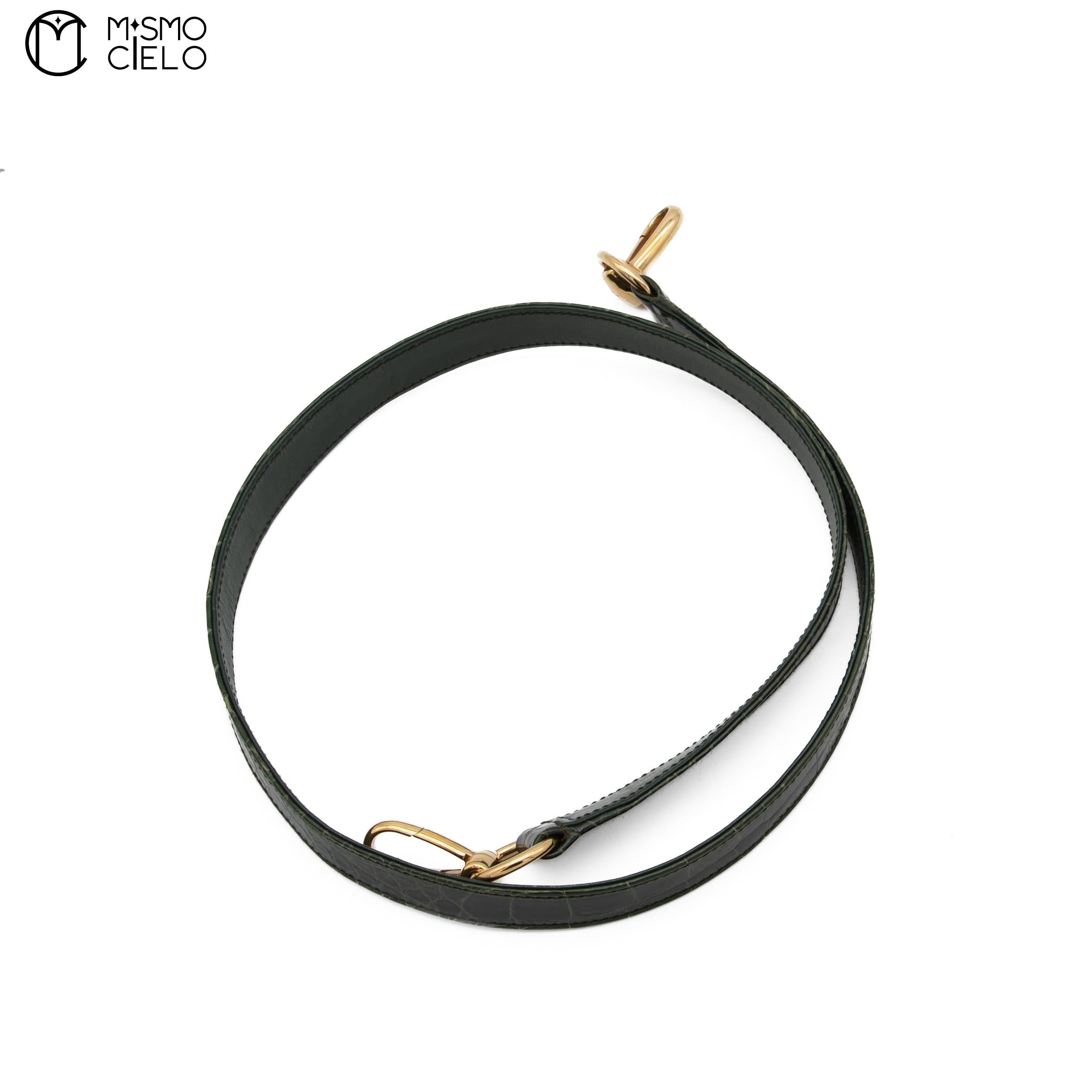 GUCCI Olive Green Crocodile Handbag with Strap ^