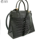 GUCCI Olive Green Crocodile Handbag with Strap ^