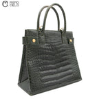GUCCI Olive Green Crocodile Handbag with Strap ^