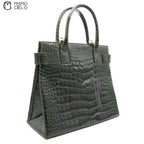 GUCCI Olive Green Crocodile Handbag with Strap ^