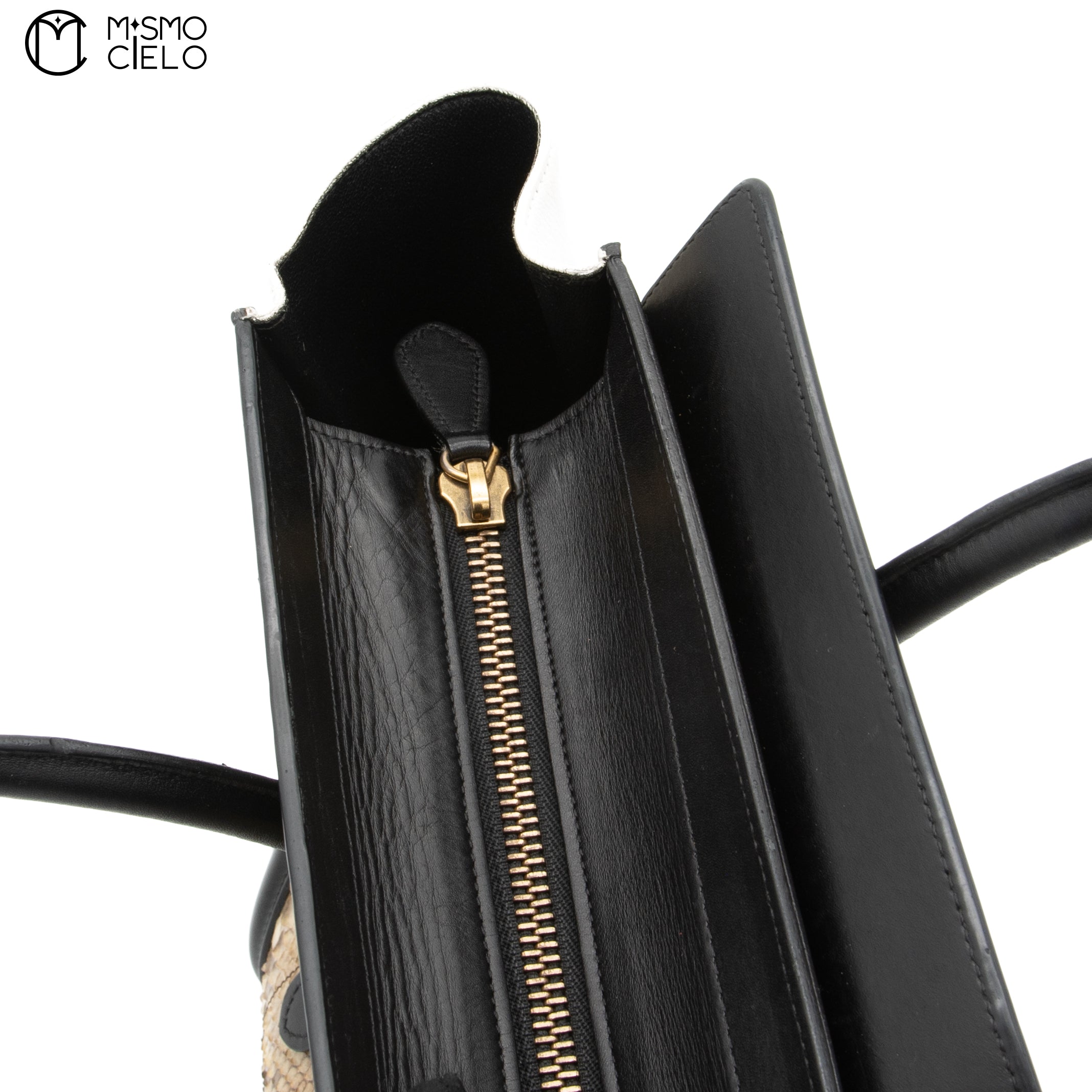 CELINE Cream and Python skin Mini Luggage Handbag