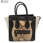 CELINE Cream and Python skin Mini Luggage Handbag