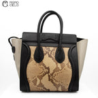 CELINE Cream and Python skin Mini Luggage Handbag