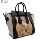 CELINE Cream and Python skin Mini Luggage Handbag