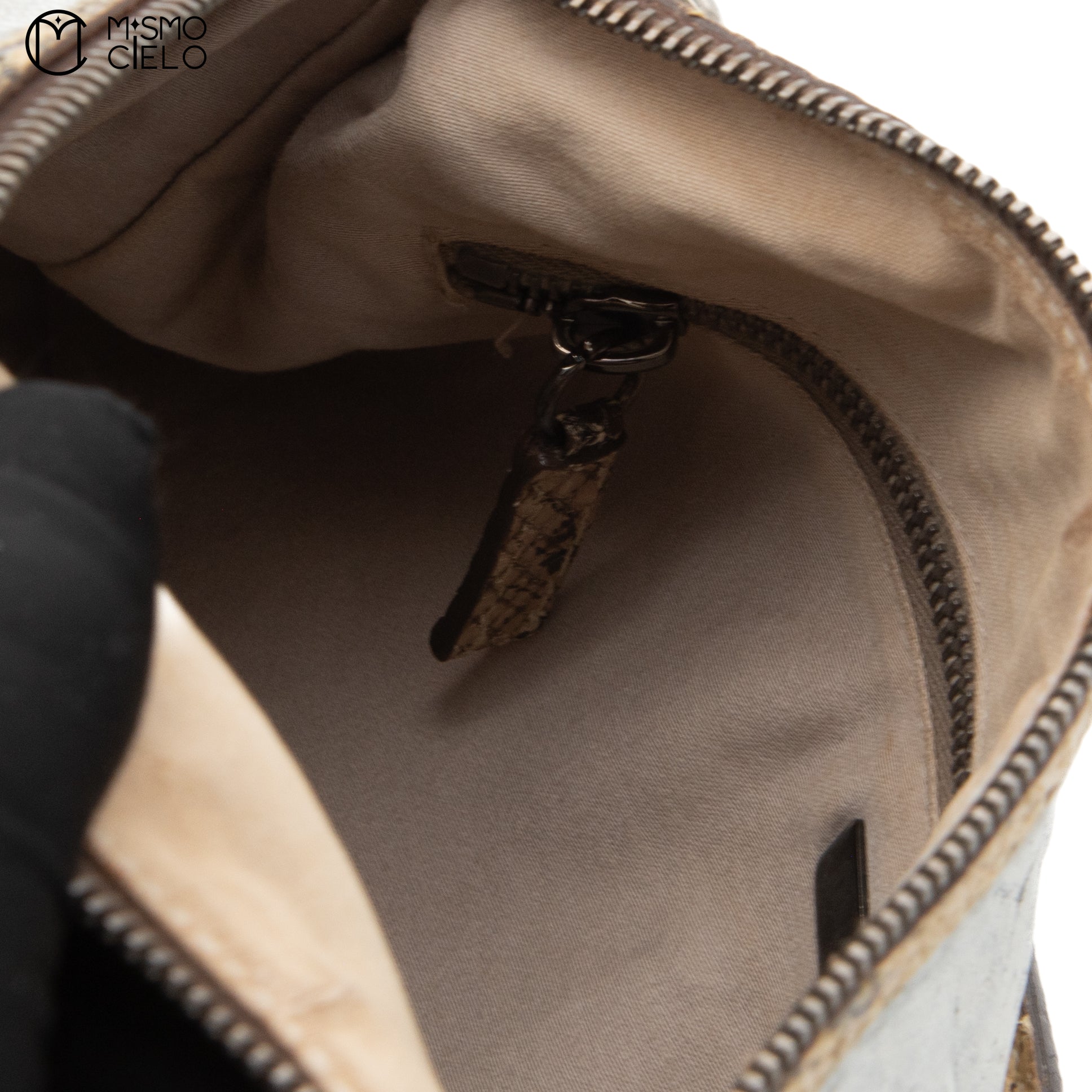 MIU MIU Silver Archive Python Trim Tote Bag