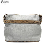 MIU MIU Silver Archive Python Trim Tote Bag