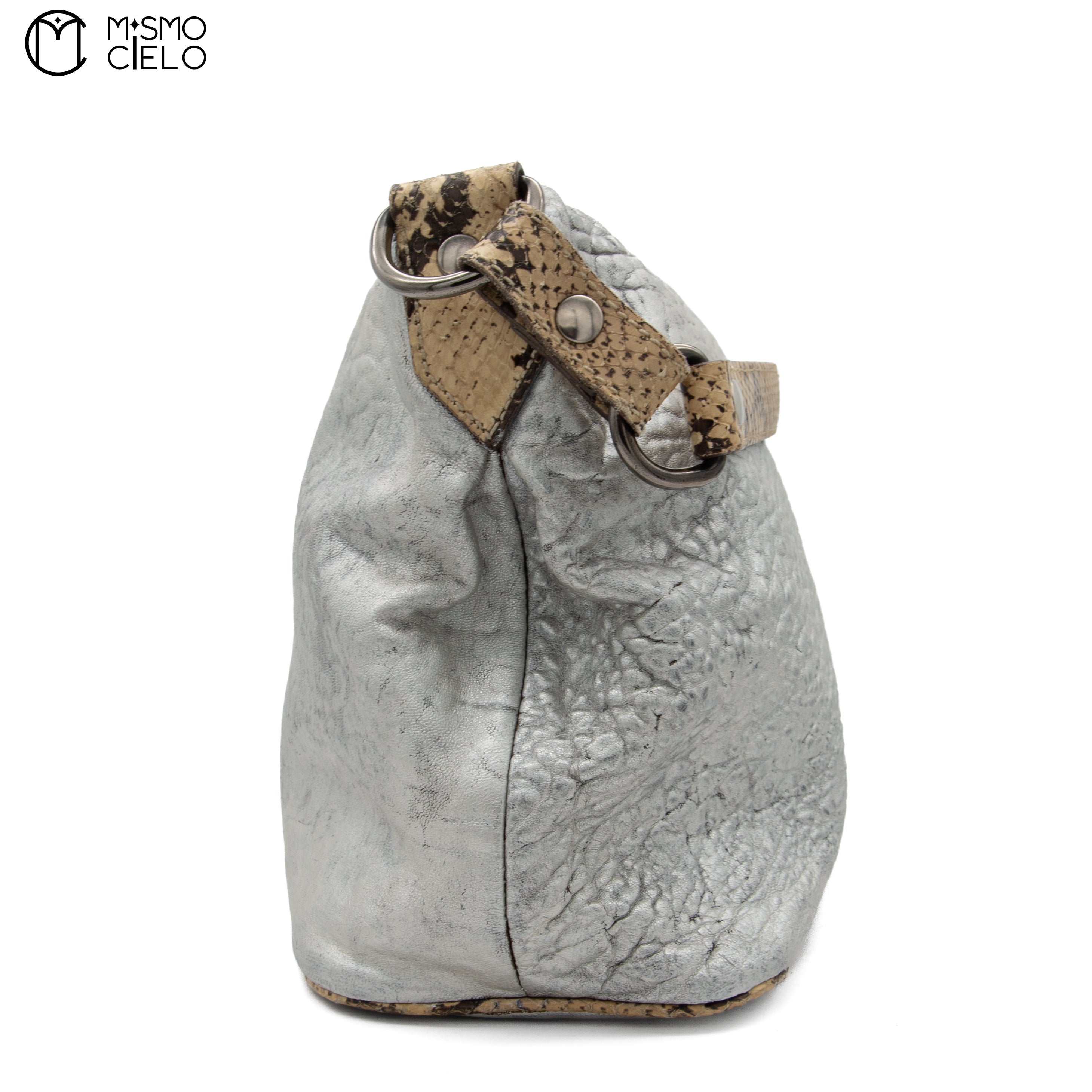 MIU MIU Silver Archive Python Trim Tote Bag