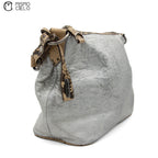 MIU MIU Silver Archive Python Trim Tote Bag