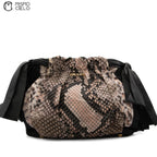 Nylon Python Print Leather Trim Tote bag