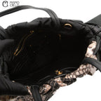 Nylon Python Print Leather Trim Tote bag