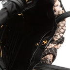 Nylon Python Print Leather Trim Tote bag